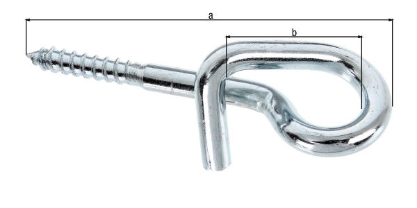 Schaukelhaken mit Gewinde, Material: Stahl roh, Oberfläche: galvanisch blau verzinkt, zum Durchschrauben, Länge: 180 mm, Innen-Ø: 10 mm, Gewinde: M12 x 80 mm