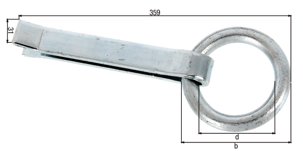 Anneau de fixation, Matériau: Acier brut, Finition: zinguée, à sceller, Longueur: 170 mm, 65 mm, Largeur: 15 mm, 45 mm, Barre carrée: 5 x 5 mm, Épaisseur: 10,00 mm