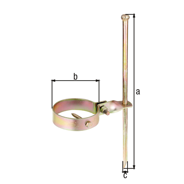 Schaukelanker zur Befestigung im Boden, Material: Stahl roh, Oberfläche: galvanisch gelb verzinkt, Einzelteile durch Kabelbinder verbunden, Inhalt pro PE: 1 St., Länge: 390 mm, Schellen-Ø: 100 mm, Erdnagel-Ø: 12 mm, Schraubenlänge: 60 mm, Schrauben-Ø: 8 mm, SB-verpackt