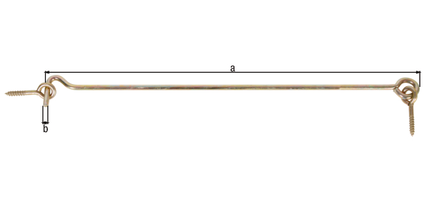 Gancio, con occhielli, Materiale: acciaio grezzo, superficie: galvanizzata, passivata a strato spesso, da avvitare, lunghezza: 400 mm, Ø gancio: 6 mm