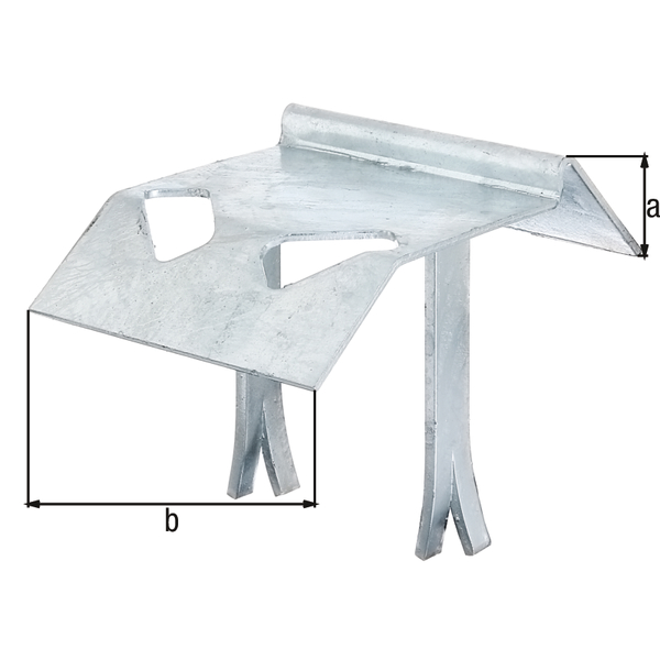Gate stop, with long holes, Material: raw steel, Surface: hot-dip galvanised, with welded on wall clamp, for setting in concrete, Height of delivery plate: 47 mm, Width: 125 mm, depth of encase in concrete: 90 mm, No. of holes: 1, Hole: 45 x 22 mm