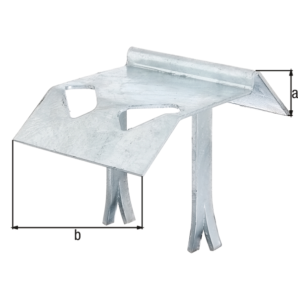 Tope de pórtico, con agujeros oblongos, Material: Acero crudo, Superficie: galvanizado en caliente, con patilla para recibir, soldada, para empotrar en hormigón, 47 mm, Anchura: 125 mm, dimensión de la partida para hormigonar: 90 mm, Número de agujeros: 1, Perforación: 45 x 22 mm