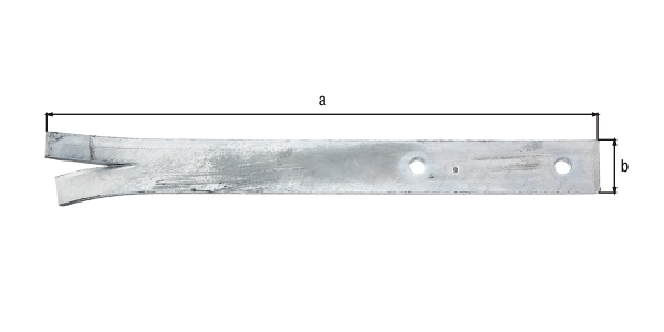 Zaunriegelhalter, Material: Stahl roh, Oberfläche: feuerverzinkt, zum Einbetonieren, Gesamtlänge: 300 mm, Gesamtbreite: 30 mm, Materialstärke: 5,00 mm, Anzahl Löcher: 2, Loch: Ø9 mm