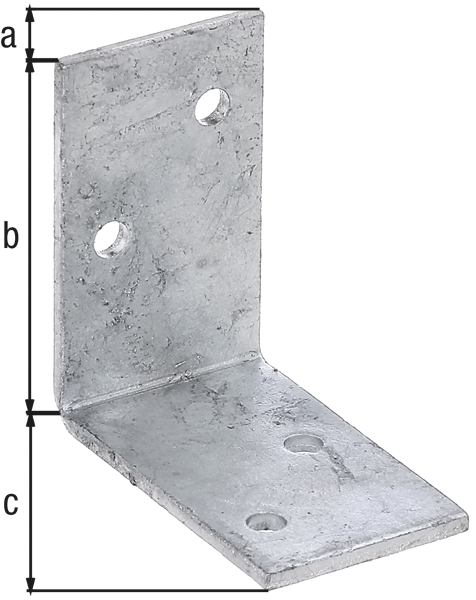 Winkel, Material: Stahl roh, Oberfläche: feuerverzinkt, Breite: 40 mm, Höhe: 70 mm, Tiefe: 70 mm, Materialstärke: 3,50 mm, Anzahl Löcher: 4, Loch: Ø7 mm