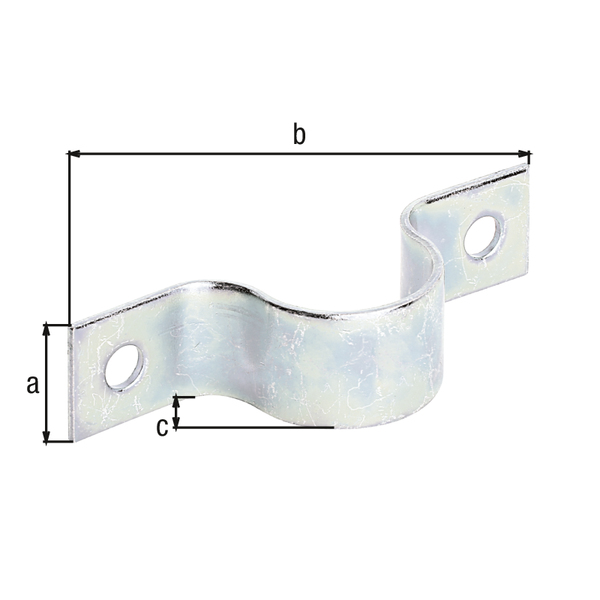 Tube clip, Material: raw steel, Surface: galvanised, thick-film passivated, Length: 20 mm, Width: 79 mm, Height: 19 mm, For tube-Ø: 19 mm, For tube-Ø: 3/4 Inch, Material thickness: 2.00 mm, No. of holes: 2, Hole: Ø6.5 mm, CutCase