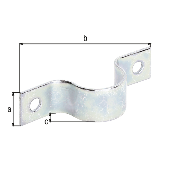 Guida per tubo, Materiale: acciaio grezzo, superficie: galvanizzata, passivata a strato spesso, lunghezza: 20 mm, larghezza: 79 mm, altezza: 19 mm, Per tubo-Ø: 19 mm, Per tubo-Ø: 3/4 Pollice, Spessore del materiale: 2,00 mm, Numero di fori: 2, Foro: Ø6,5 mm, CutCase