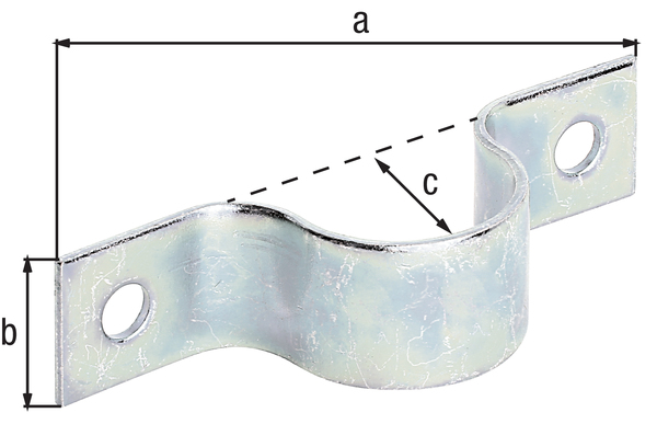 Obejma do rurek, materiał: stal surowa, powierzchnia: ocynkowana galwanicznie, pasywowana grubowarstwowo, Długość: 79 mm, Szerokość: 20 mm, Wysokość: 19 mm, dla średnicy rur: 19 mm, dla średnicy rur: 3/4 cal, Grubość materiału: 2,00 mm, Liczba otworów: 2, Otwór: Ø6,5 mm, CutCase
