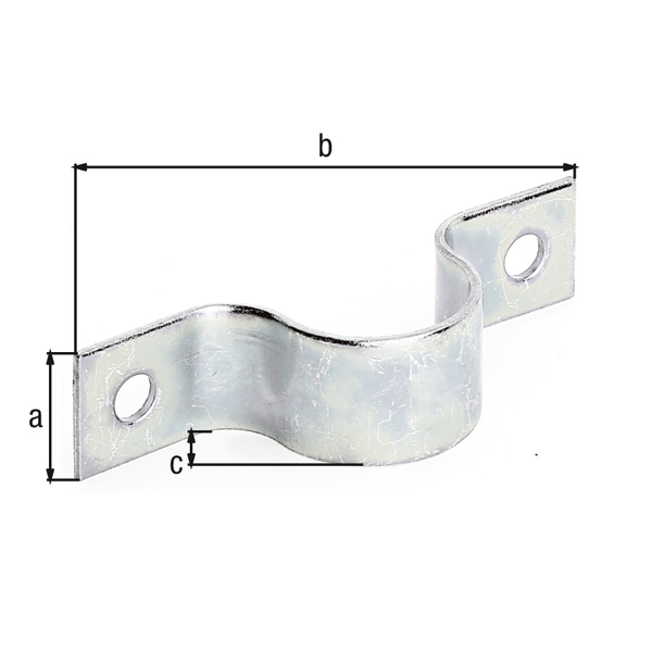 Rohrschelle, Material: Stahl roh, Oberfläche: galvanisch verzinkt, Dickschichtschutz, Länge: 20 mm, Breite: 86,5 mm, Höhe: 24 mm, für Rohr-Ø: 25 mm, für Rohr-Ø: 1 Zoll, Materialstärke: 2,00 mm, Anzahl Löcher: 2, Loch: Ø6,5 mm