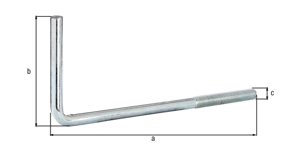 Supporto per traversini, Materiale: acciaio grezzo, superficie: zincata blu, da avvitare, lunghezza totale: 190 mm, altezza totale: 110 mm, diametro: 10,7 mm, Filettatura: M12