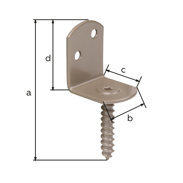 DURAVIS® Fence bracket, L-shape, Material: steel, blue galvanised, Surface: pearl beige duplex-coated RAL 1035, Total height: 83 mm, Width: 30 mm, Depth: 32 mm, Height: 38 mm, Wooden thread Ø: 8 x 45 mm, Drive: hexagon head (star) size 30, Material thickness: 2.00 mm, No. of holes: 2, Hole: Ø5 mm, 20-year warranty against rusting through