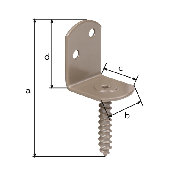 DURAVIS® Flechtzaunhalter, L-Form, Material: Stahl, blau verzinkt, Oberfläche: perlbeige duplexbeschichtet RAL 1035, Gesamthöhe: 83 mm, Breite: 30 mm, Tiefe: 32 mm, Höhe: 38 mm, Holzgewinde-Ø: 8 x 45 mm, Antrieb: Innensechsrund (Stern) Größe 30, Materialstärke: 2,00 mm, Anzahl Löcher: 2, Loch: Ø5 mm, 20 Jahre Garantie gegen Durchrosten