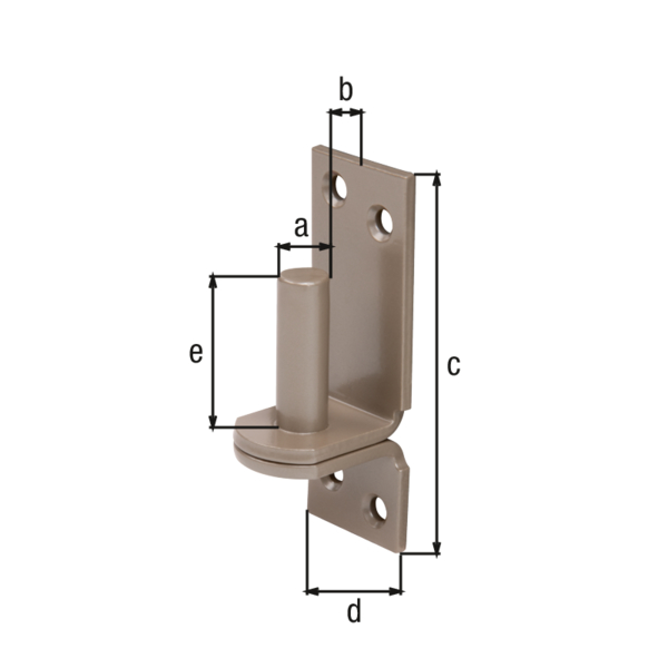 DURAVIS® Hook on plate, DI, with countersunk screw holes, Material: steel, blue galvanised, Surface: pearl beige duplex-coated RAL 1035, Size back set-Ø: 13 mm, Distance pin - plate: 11 mm, Plate height: 100 mm, Plate width: 35 mm, Length of pin: 40 mm, Material thickness: 4.00 mm, No. of holes: 4, Hole: Ø6.5 mm, 20-year warranty against rusting through