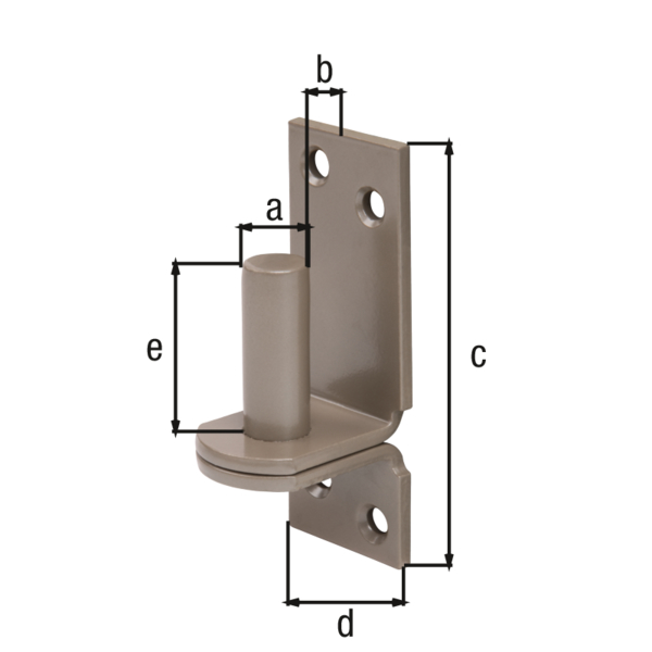 DURAVIS® Hook on plate, DI, with countersunk screw holes, Material: steel, blue galvanised, Surface: pearl beige duplex-coated RAL 1035, Size back set-Ø: 16 mm, Distance pin - plate: 13 mm, Plate height: 115 mm, Plate width: 40 mm, Length of pin: 45 mm, Material thickness: 4.50 mm, No. of holes: 4, Hole: Ø7.2 mm, 20-year warranty against rusting through