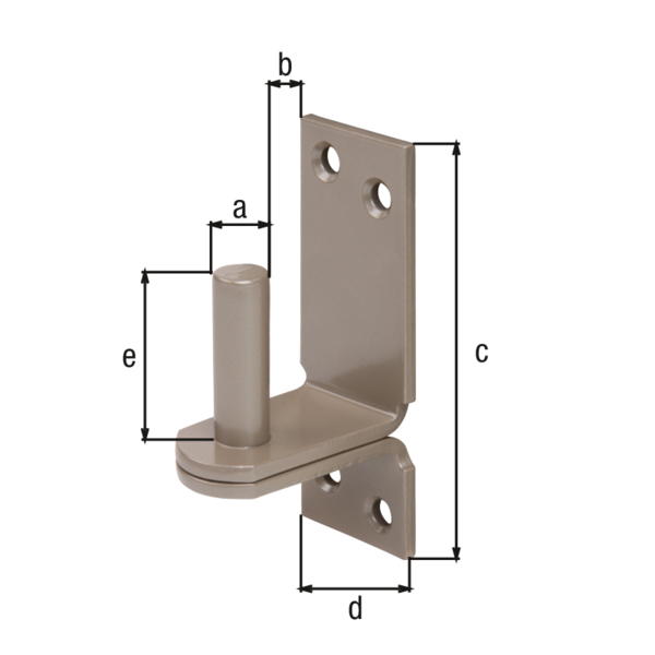 DURAVIS® Kloben auf Platte, DII-Haken, mit versenkten Schraublöchern, Material: Stahl, blau verzinkt, Oberfläche: perlbeige duplexbeschichtet RAL 1035, Dornmaß-Ø: 13 mm, Abstand Dorn - Platte: 25 mm, Plattenhöhe: 100 mm, Plattenbreite: 35 mm, Länge Dorn: 40 mm, Materialstärke: 4,00 mm, Anzahl Löcher: 4, Loch: Ø6 mm, 20 Jahre Garantie gegen Durchrosten