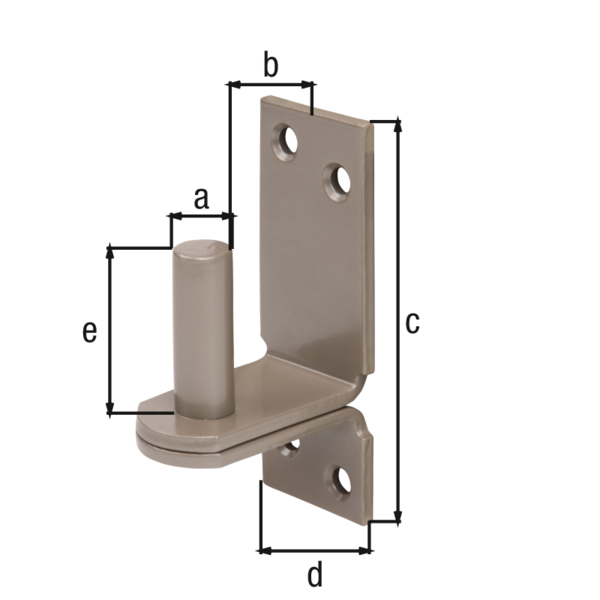 DURAVIS® Hook on plate, DII, with countersunk screw holes, Material: steel, blue galvanised, Surface: pearl beige duplex-coated RAL 1035, Size back set-Ø: 16 mm, Distance pin - plate: 28 mm, Plate height: 113 mm, Plate width: 40 mm, Length of pin: 45 mm, Material thickness: 4.50 mm, No. of holes: 4, Hole: Ø7 mm, 20-year warranty against rusting through