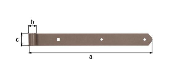 DURAVIS® Shutter hinge, straight, rounded, Material: steel, blue galvanised, Surface: pearl beige duplex-coated RAL 1035, Length: 400 mm, Roller dia.: 13 mm, Width: 40 mm, Material thickness: 5.00 mm, No. of holes: 2 / 1, Hole: Ø7 / 9 x 9 mm, 20-year warranty against rusting through