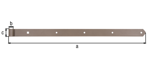 DURAVIS® Ladenband, gerade, Abschluss abgerundet, Material: Stahl, blau verzinkt, Oberfläche: perlbeige duplexbeschichtet RAL 1035, Länge: 800 mm, Rollen-Ø: 16 mm, Breite: 45 mm, Materialstärke: 5,00 mm, Anzahl Löcher: 4 / 1, Loch: Ø9 / 11 x 11 mm, 20 Jahre Garantie gegen Durchrosten