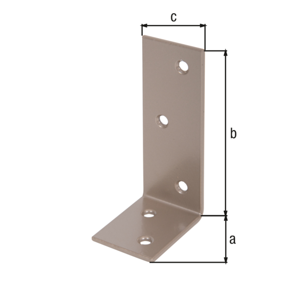 DURAVIS® Joist hanger angle bracket, unequal sided, with countersunk screw holes, Material: steel, blue galvanised, Surface: pearl beige duplex-coated RAL 1035, Depth: 40 mm, Height: 80 mm, Width: 30 mm, Material thickness: 2.00 mm, No. of holes: 5, Hole: Ø4.5 mm, 20-year warranty against rusting through