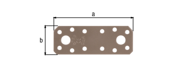 DURAVIS® Flachverbinder, Material: Stahl, sendzimirverzinkt, Oberfläche: perlbeige duplexbeschichtet RAL 1035, mit Kennzeichnung nach EN 14545, Länge: 96 mm, Breite: 35 mm, Materialstärke: 2,50 mm, Anzahl Löcher: 2 / 12, Loch: Ø11 / Ø5 mm, 20 Jahre Garantie gegen Durchrosten