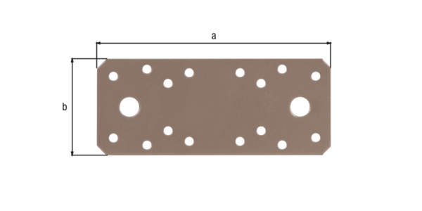 DURAVIS® Flachverbinder, Material: Stahl, sendzimirverzinkt, Oberfläche: perlbeige duplexbeschichtet RAL 1035, mit CE-Kennzeichnung nach DIN EN 14545, Länge: 133 mm, Breite: 55 mm, Zulassung: EN14545:2008, Materialstärke: 2,50 mm, Anzahl Löcher: 2 / 16, Loch: Ø11 / Ø5 mm, 20 Jahre Garantie gegen Durchrosten