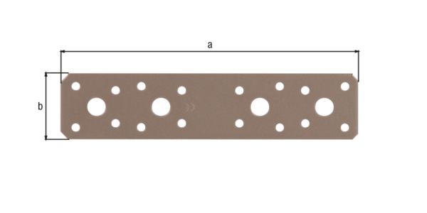 DURAVIS® Pletina de ensamblaje, Material: Acero, Superficie: doble recubrimiento beige perla RAL 1035, con distintivo CE conforme a DIN EN 14545, Longitud: 180 mm, Anchura: 40 mm, Autorización: Europ.Techn.Zul. EN14545:2008, Espesura del material: 3,00 mm, Número de agujeros: 4 / 16, Perforación: Ø11 / Ø5 mm, 20 años de garantía contra la corrosión