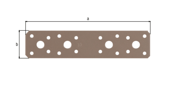 DURAVIS® Flachverbinder, Material: Stahl, sendzimirverzinkt, Oberfläche: perlbeige duplexbeschichtet RAL 1035, mit CE-Kennzeichnung nach DIN EN 14545, Länge: 180 mm, Breite: 40 mm, Zulassung: EN14545:2008, Materialstärke: 3,00 mm, Anzahl Löcher: 4 / 16, Loch: Ø11 / Ø5 mm, 20 Jahre Garantie gegen Durchrosten