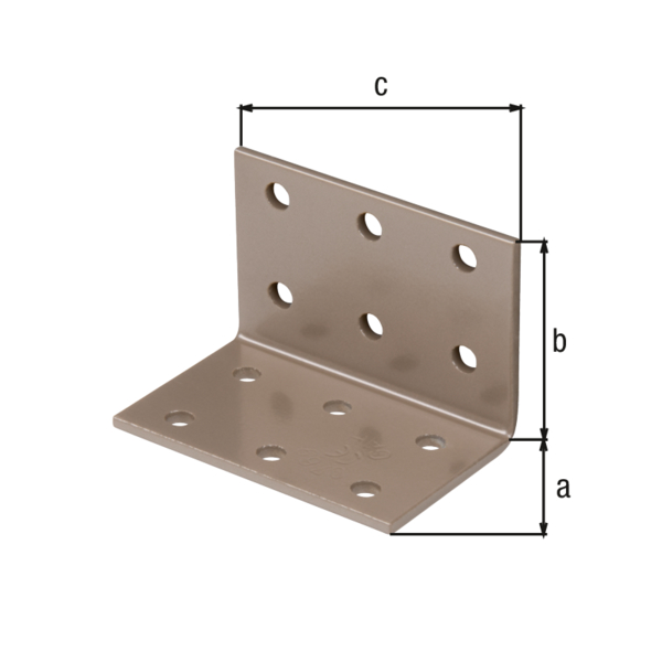 DURAVIS® Lochplattenwinkel, Material: Stahl, sendzimirverzinkt, Oberfläche: perlbeige duplexbeschichtet RAL 1035, mit CE-Kennzeichnung nach ETA-08/0165, Tiefe: 40 mm, Höhe: 40 mm, Breite: 60 mm, Materialstärke: 2,50 mm, Anzahl Löcher: 12, Loch: Ø5 mm, 20 Jahre Garantie gegen Durchrosten