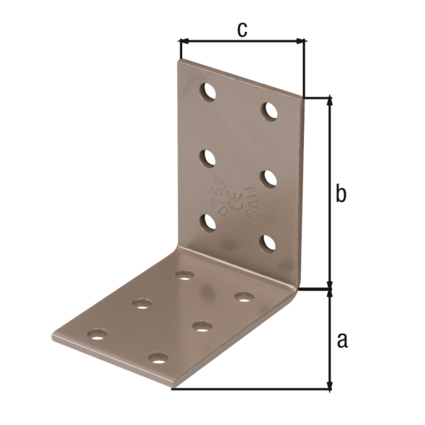 DURAVIS® Perforated angle plate, Material: steel, sendzimir galvanised, Surface: pearl beige duplex-coated RAL 1035, with CE marking in accordance with ETA-08/0165, Depth: 60 mm, Height: 60 mm, Width: 40 mm, Approval: Europ.techn.app. ETA-08/0165, Material thickness: 2.50 mm, No. of holes: 12, Hole: Ø5 mm, 20-year warranty against rusting through