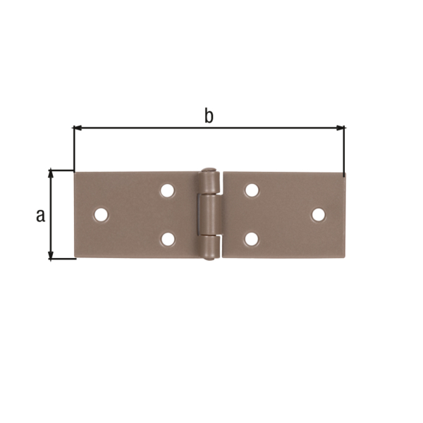 DURAVIS® Bisagra, con pasador de inox remachado, con agujeros para atornillar avellanados, Material: Acero, Superficie: con doble recubrimiento beige perla RAL 1035, Longitud: 32 mm, Anchura: 100 mm, Versión: enrollado, Espesura del material: 1,50 mm, Número de agujeros: 6, Perforación: Ø4,6 mm, 20 años de garantía contra la corrosión