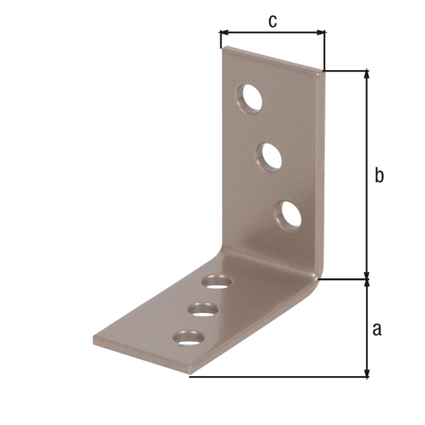 DURAVIS® Winkelverbinder, Material: Stahl, sendzimirverzinkt, Oberfläche: perlbeige duplexbeschichtet RAL 1035, Tiefe: 40 mm, Höhe: 40 mm, Breite: 20 mm, Materialstärke: 2,00 mm, Anzahl Löcher: 6, Loch: Ø5 mm, 20 Jahre Garantie gegen Durchrosten