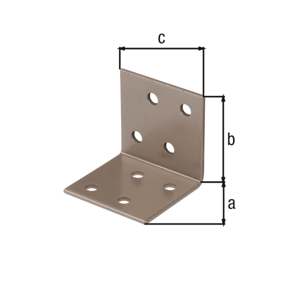 DURAVIS® Winkelverbinder, Material: Stahl, sendzimirverzinkt, Oberfläche: perlbeige duplexbeschichtet RAL 1035, Tiefe: 40 mm, Höhe: 40 mm, Breite: 40 mm, Materialstärke: 2,00 mm, Anzahl Löcher: 8, Loch: Ø5 mm, 20 Jahre Garantie gegen Durchrosten