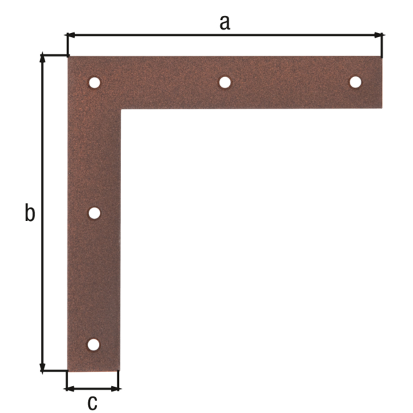 DURAVIS® Équerre d'angle, avec trous de vis fraisés, Matériau: Acier, galvanisé Sendzimir, Finition: double plastification rouille, Hauteur: 120 mm, Longueur: 120 mm, Largeur: 20 mm, Épaisseur: 1,50 mm, Nombre de trous: 5, Trou: Ø4,4 mm, Garantie de 20 ans contre l&apos;oxydation