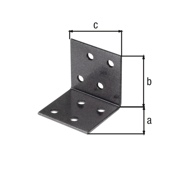 DURAVIS® Winkelverbinder, Material: Stahl, sendzimirverzinkt, Oberfläche: schwarzdiamant duplexbeschichtet, Tiefe: 40 mm, Höhe: 40 mm, Breite: 40 mm, Materialstärke: 2,00 mm, Anzahl Löcher: 8, Loch: Ø5 mm, 20 Jahre Garantie gegen Durchrosten