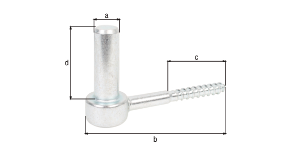 Kloben zum Einschrauben, J-Haken, Material: Stahl roh, Oberfläche: galvanisch blau verzinkt, Dornmaß-Ø: 16 mm, Länge: 110 mm, Gewindelänge: 52 mm, Länge Dorn: 45 mm, Holzgewinde-Ø: 10 mm, Frankreich-Artikel