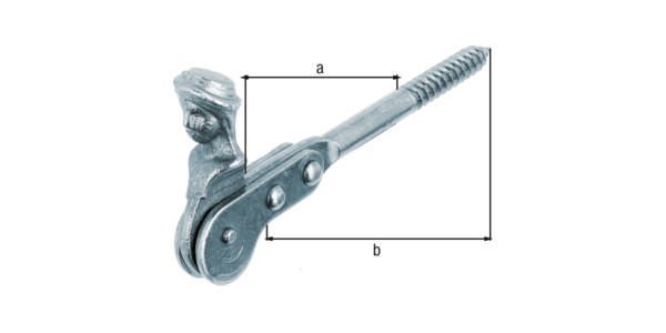 Tope de postigos cabeza de pastora, sin cerradero, Material: Acero crudo, Superficie: galvanizado, para atornillar, 60 mm, 126,5 mm, Ø del roscado de madera: 10 x 50 mm