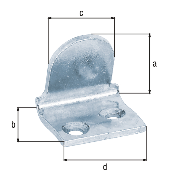 Butée de volet coudée fixation en bas, avec trous de vis fraisés, Matériau: Acier brut, Finition: zinguée, à visser, Hauteur: 28 mm, Profondeur: 26 mm, Largeur: 22,5 mm, Largeur totale: 29 mm, Épaisseur: 2,50 mm, Nombre de trous: 2, Trou: Ø6 mm