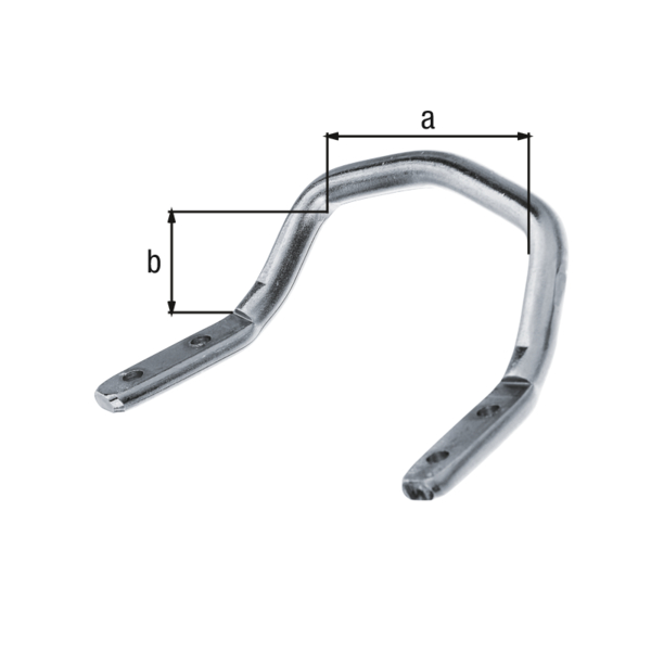 Poignée Baquet, Matériau: Acier brut, Finition: zinguée, Longueur de la poignée: 120 mm, Profondeur: 75 mm, Version: coudée, Ø poignée: 12 mm, Nombre de trous: 4, Trou: Ø6,5 mm