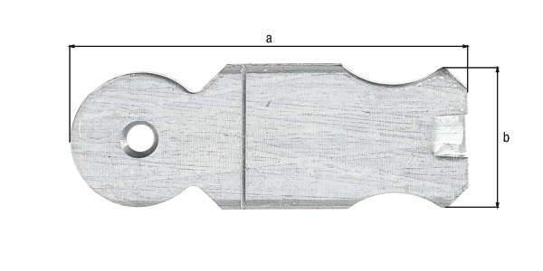 Patte à scellement, Matériau: Acier brut, Finition: galvanisée Sendzimir, à bétonner, Longueur: 80 mm, Largeur: 30 mm, Épaisseur: 2,50 mm, Nombre de trous: 1, Trou: Ø5,5 mm, CutCase