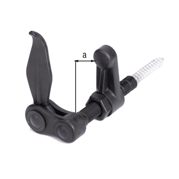 Window shutter stopper, type Marseillais, Material: plastic, colour: black, for screwing in, Adjustable stop: 25 - 70 mm, Wooden thread Ø: 10 x 50 mm