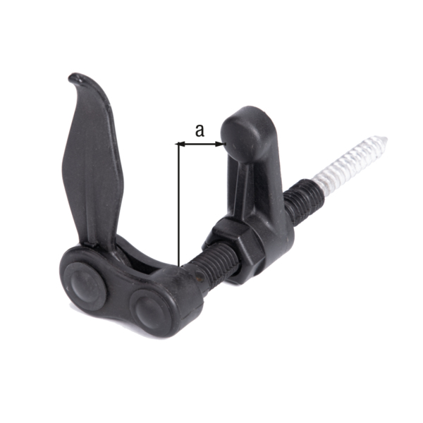 Window shutter stopper, type Marseillais, Material: plastic, colour: black, for screwing in, Adjustable stop: 25 - 70 mm, Wooden thread Ø: 10 x 50 mm, CutCase