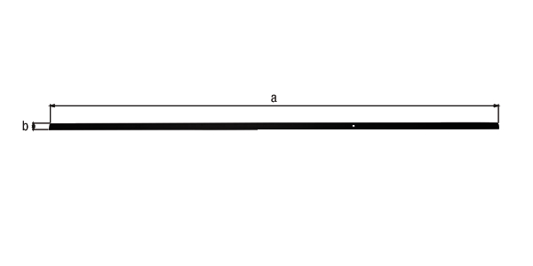 Espagnolette de volet plate, Matériau: Acier brut, Finition: laquée noire par immersion cataphorèse, Longueur: 2500 mm, Largeur: 25 mm, Épaisseur: 4,00 mm, Nombre de trous: 1, Trou: 7,5 x 7,5 mm