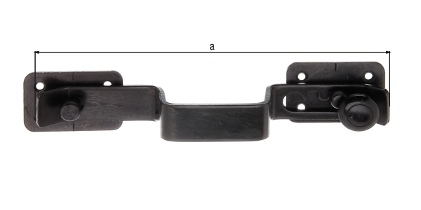 Entrebâilleur de sécurité pour volets, avec trous de vis fraisés, Matériau: Acier brut, Finition: galvanisée noire, Contenu par UV: 1 Pièce, Longueur: 260 mm, Nombre de trous: 8, Trou: Ø5,5 mm, Emballé SB