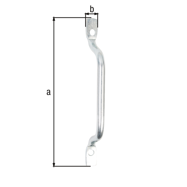 Maneta de pórtico, con agujeros para atornillar avellanados, Material: Acero crudo, Superficie: galvanizado, Longitud: 159 mm, Anchura: 13 mm, Ø de la maneta: 8 mm, Número de agujeros: 2, Perforación: Ø6,5 mm, Artículo Francia