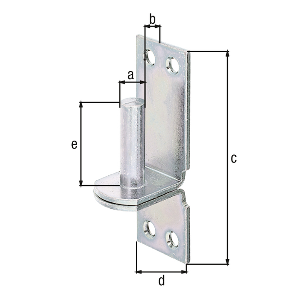 Kloben auf Platte, DI-Haken, mit versenkten Schraublöchern, Material: Stahl roh, Oberfläche: galvanisch verzinkt, Dickschichtschutz, Dornmaß-Ø: 13 mm, Abstand Dorn - Platte: 11 mm, Plattenhöhe: 100 mm, Plattenbreite: 35 mm, Länge Dorn: 40 mm, Materialstärke: 4,00 mm, Anzahl Löcher: 4, Loch: Ø6,5 mm