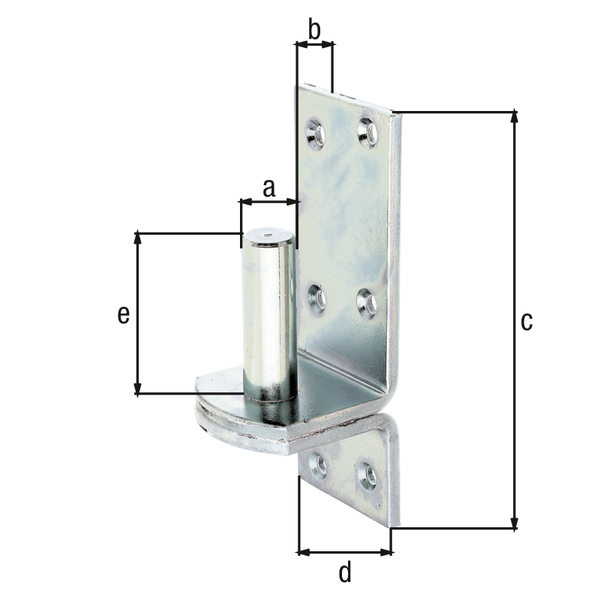 Kloben auf Platte, DI-Haken, mit versenkten Schraublöchern, Material: Stahl roh, Oberfläche: galvanisch verzinkt, Dickschichtschutz, Dornmaß-Ø: 20 mm, Abstand Dorn - Platte: 20 mm, Plattenhöhe: 167 mm, Plattenbreite: 60 mm, Länge Dorn: 60 mm, Materialstärke: 6,00 mm, Anzahl Löcher: 6, Loch: Ø7,2 mm