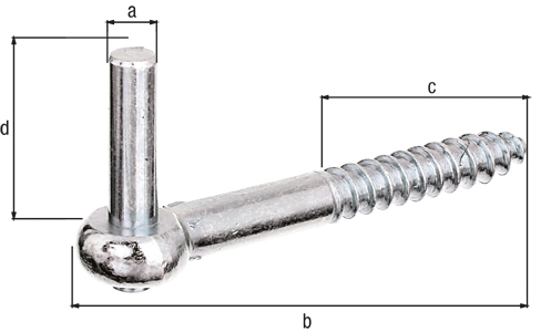 Hook for screwing in, type J, Material: raw steel, Surface: galvanised, thick-film passivated, Size back set-Ø: 10 mm, Length: 120 mm, Thread length: 57 mm, Length of pin: 35 mm, Material thickness: 2.50 mm, Wooden thread Ø: 12 mm