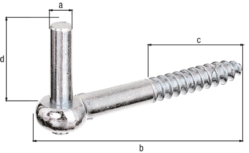 Cardine da avvitare, gancio J, Materiale: acciaio grezzo, superficie: galvanizzata, passivata a strato spesso, Entrata-Ø: 10 mm, lunghezza: 120 mm, Lunghezza filettatura: 57 mm, Lunghezza spina: 35 mm, Spessore del materiale: 2,50 mm, Vite Ø con filettatura: 12 mm