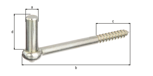 Hook for screwing in, type J, Material: raw steel, Surface: galvanised, thick-film passivated, Size back set-Ø: 16 mm, Length: 165 mm, Thread length: 70 mm, Length of pin: 45 mm, Wooden thread Ø: 12 mm