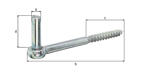 Hook for screwing in, type J, Material: raw steel, Surface: galvanised, thick-film passivated, Size back set-Ø: 13 mm, Length: 165 mm, Thread length: 70 mm, Length of pin: 45 mm, Wooden thread Ø: 12 mm