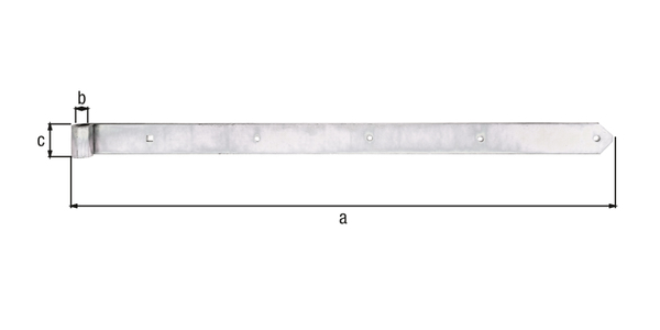 Ladenband, gerade, Abschluss abgerundet, Material: Stahl roh, Oberfläche: galvanisch verzinkt, Dickschichtschutz, Länge: 982 mm, Rollen-Ø: 20 mm, Breite: 60 mm, Materialstärke: 8,00 mm, Anzahl Löcher: 3 / 1 / 1, Loch: Ø9 / Ø11 / 11 x 11 mm